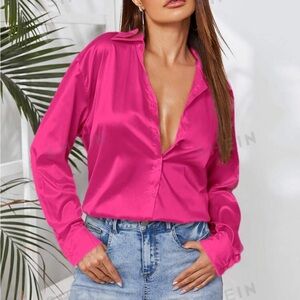 Pink Button Satin Shirt